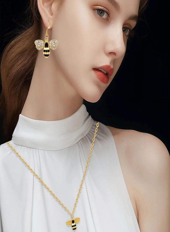 PLwelth Bee Jewelry Set for Women Bee Bumblebee Necklace Honey Bees Drop Earrings for Best Friend Sisters Cute Bees Gold Jewelry Set Statement Jewelrys Gifts for Her Birthday Christmas Graduation - Image 2